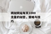 揭秘网站每天1000流量的秘密，策略与技巧