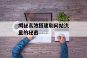 揭秘高效搭建刷网站流量的秘密