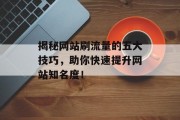 揭秘网站刷流量的五大技巧，助你快速提升网站知名度！