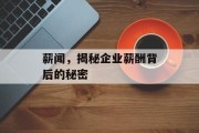 薪闻，揭秘企业薪酬背后的秘密