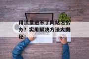 用流量进不了网站怎么办？实用解决方法大揭秘！
