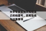 大学毕业后如何知晓自己的档案号，实用指南与注意事项