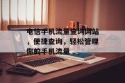 电信手机流量查询网站，便捷查询，轻松管理你的手机流量