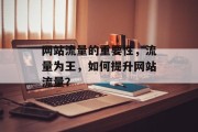 网站流量的重要性，流量为王，如何提升网站流量？