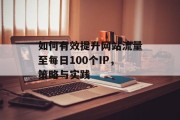 如何有效提升网站流量至每日100个IP，策略与实践