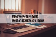 揭秘WiFi看网站限流量的真相及应对策略