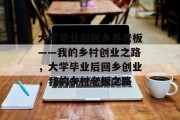 大学毕业后回乡养老板——我的乡村创业之路，大学毕业后回乡创业，我的乡村老板之路
