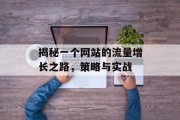 揭秘一个网站的流量增长之路，策略与实战