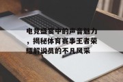 电竞盛宴中的声音魅力，揭秘体育赛事王者荣耀解说员的不凡风采