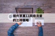 提升苹果11网络流量的三种策略