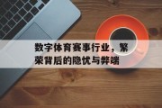数字体育赛事行业，繁荣背后的隐忧与弊端