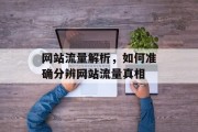 网站流量解析，如何准确分辨网站流量真相