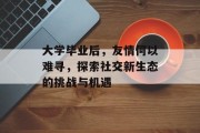 大学毕业后，友情何以难寻，探索社交新生态的挑战与机遇