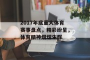 2017年底重大体育赛事盘点，精彩纷呈，体育精神熠熠生辉