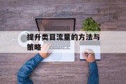 提升类目流量的方法与策略