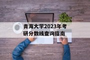 青海大学2023年考研分数线查询指南