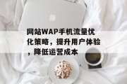 网站WAP手机流量优化策略，提升用户体验，降低运营成本