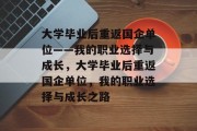 大学毕业后重返国企单位——我的职业选择与成长，大学毕业后重返国企单位，我的职业选择与成长之路