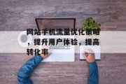 网站手机流量优化策略，提升用户体验，提高转化率