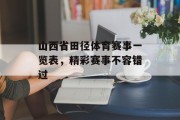 山西省田径体育赛事一览表，精彩赛事不容错过