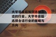 大学毕业后如何选择合适的行业，大学毕业后选择合适行业的策略与方向