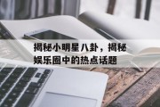 揭秘小明星八卦，揭秘娱乐圈中的热点话题