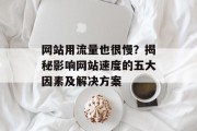 网站用流量也很慢？揭秘影响网站速度的五大因素及解决方案