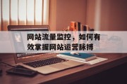 网站流量监控，如何有效掌握网站运营脉搏