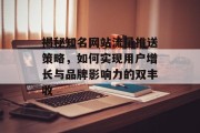 揭秘知名网站流量推送策略，如何实现用户增长与品牌影响力的双丰收