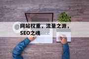 网站权重，流量之源，SEO之魂