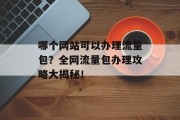 哪个网站可以办理流量包？全网流量包办理攻略大揭秘！