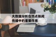 大数据分析在热点新闻传播中的重要作用