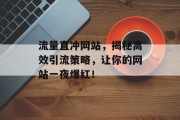 流量直冲网站，揭秘高效引流策略，让你的网站一夜爆红！