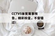 CCTV5体育赛事预告，精彩纷呈，不容错过！