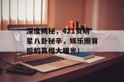 深度揭秘，421页明星八卦秘辛，娱乐圈背后的真相大曝光！