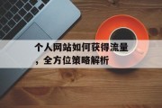 个人网站如何获得流量，全方位策略解析
