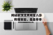 揭秘前顶流男明星八卦，辉煌背后，是是非非
