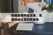 精确查看网站流量，掌握网站运营的晴雨表