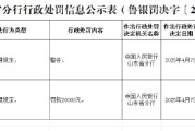 快钱支付清算信息有限公司山东分公司因违反账户管理规定被罚款2万元