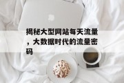 揭秘大型网站每天流量，大数据时代的流量密码