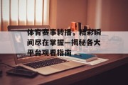 体育赛事转播，精彩瞬间尽在掌握—揭秘各大平台观看指南
