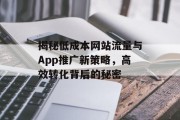 揭秘低成本网站流量与App推广新策略，高效转化背后的秘密