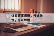 体育赛事报道，传递激情，见证辉煌