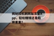 揭秘挂机刷网站流量App，轻松赚钱还是陷阱重重？