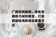 广西钦州新闻，绿色发展助力城市蝶变，打造西部陆海新通道重要节点