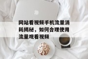 网站看视频手机流量消耗揭秘，如何合理使用流量观看视频