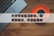 大学毕业后没职业，探索新路径，开启新篇章