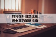 如何提升自然流量，一项全面的策略指南
