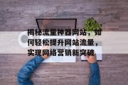 揭秘流量神器网站，如何轻松提升网站流量，实现网络营销新突破