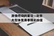 激情燃烧的夏日—北京大型体育赛事精彩纷呈